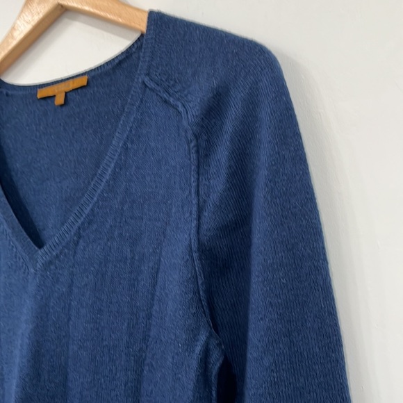 Cassis Merino Wool Blend V Neck Long Sleeve Dress in Navy Blue Size S - Picture 4 of 9